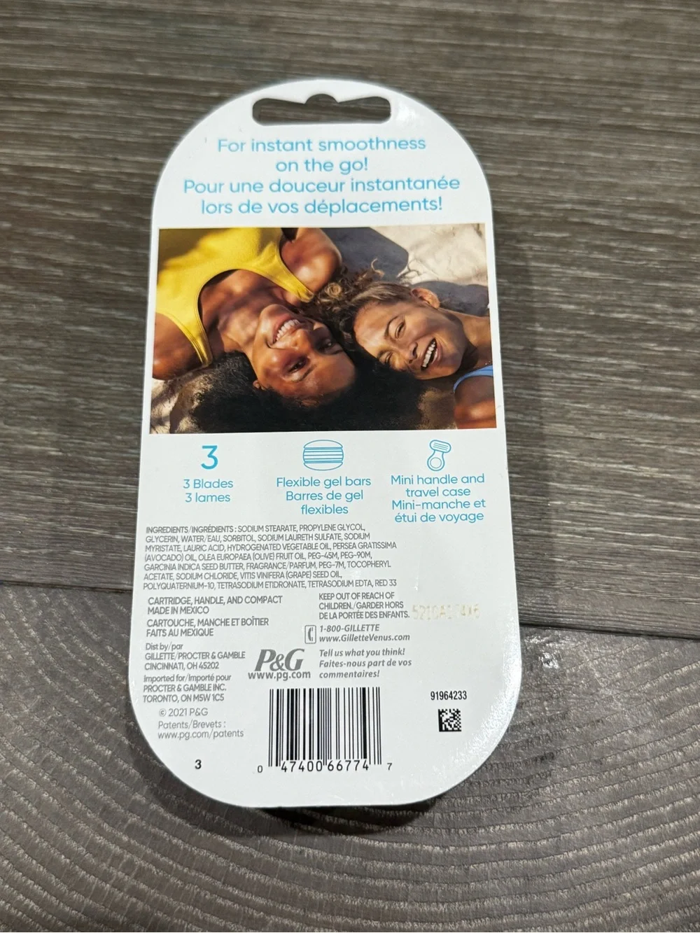New Gillette Venus Mini Comfortglide white tea travel size razor kit
